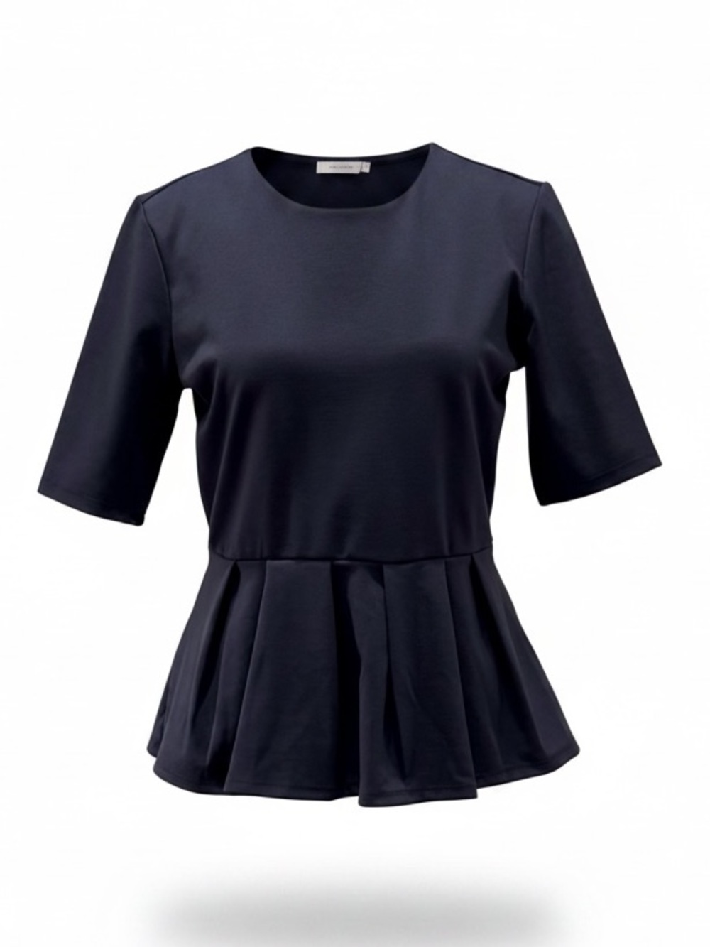 NWOT Simply Vera Vera Wang Navy Peplum Knit Top Short Sleeve Size Small